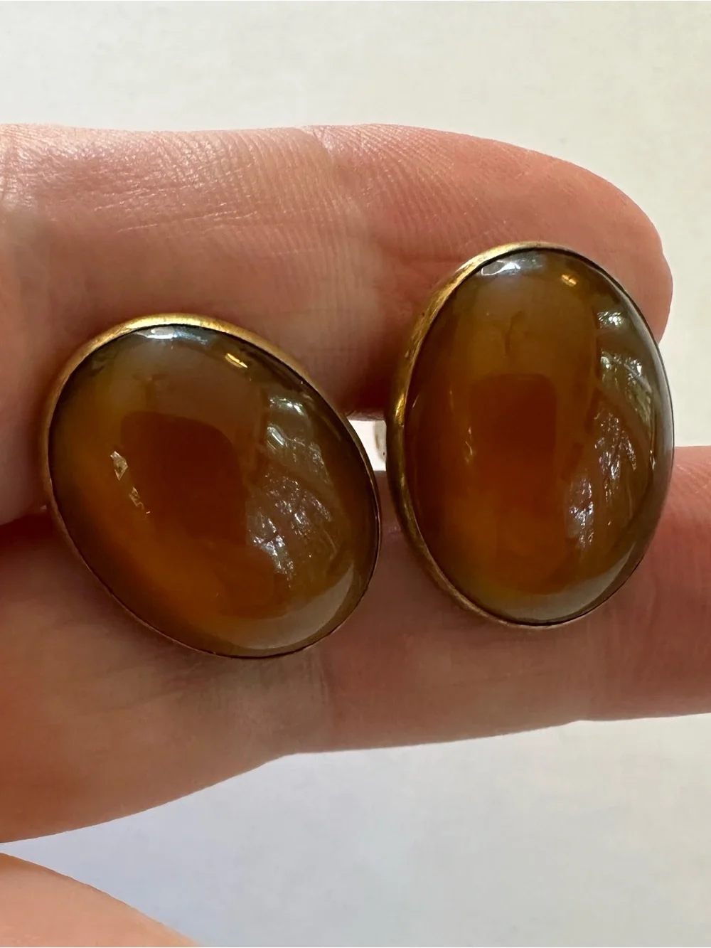 Vintage Men's Brown Oval Cufflinks - HICKOK USA